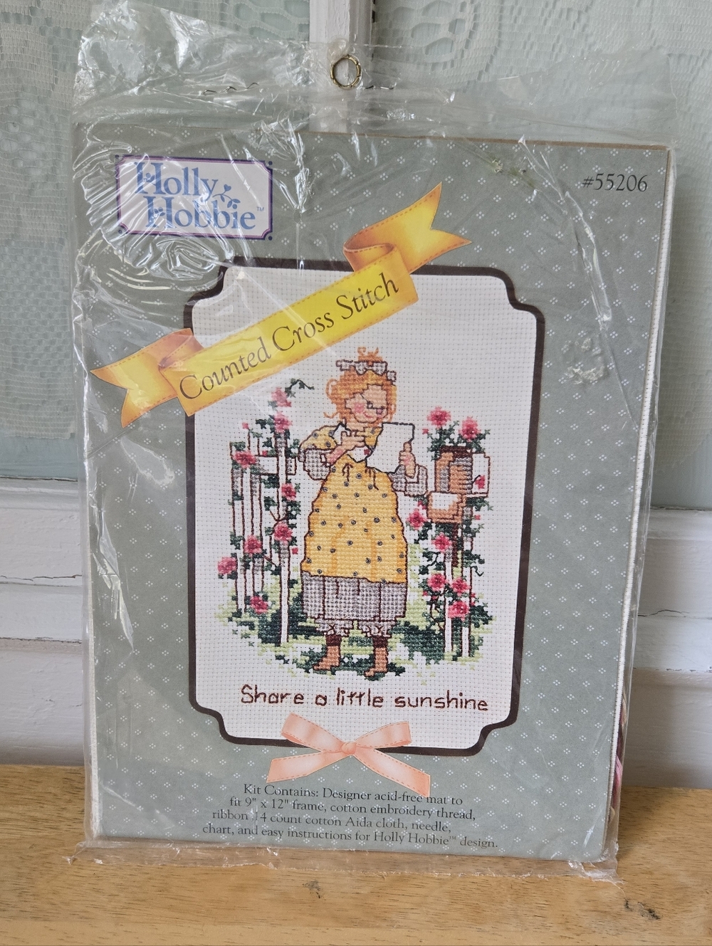 Vintage Holly Hobbie Counted Cross Stitch Kit Share a Little Sunshine